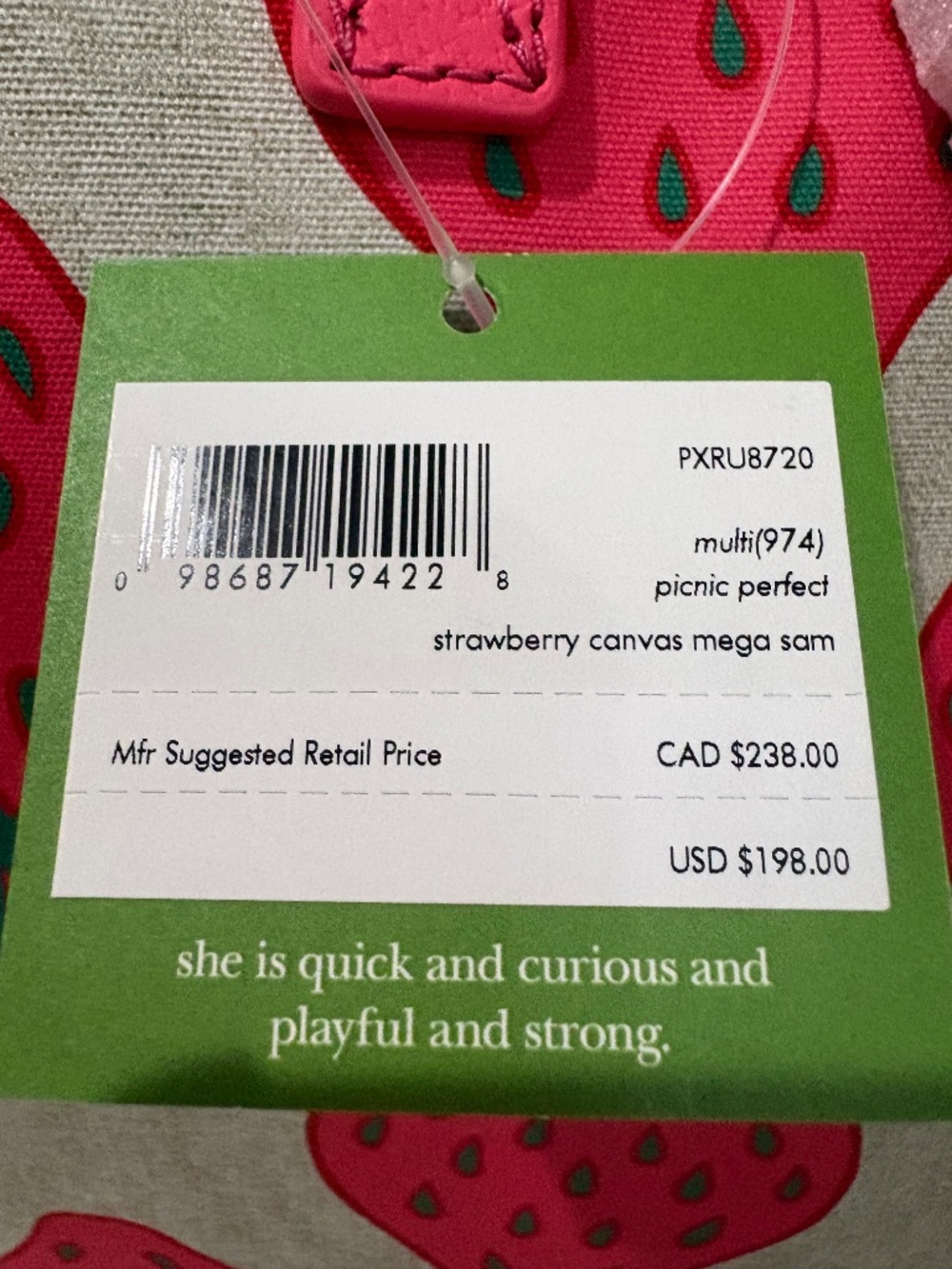 NWT Kate Spade Strawberry Canvas MEGA SAM tote - Picture 8 of 8